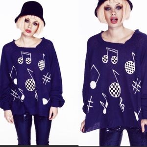 Wildfox music note party wool blend sweater Pfeiffer
